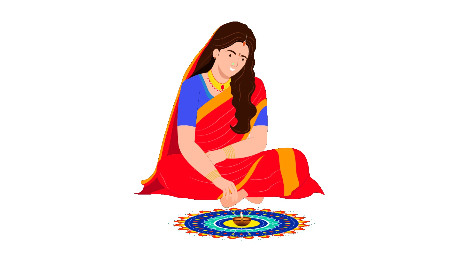 Free Animated Woman Making Rangoli - Pixominia | Pixominia